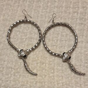 Silver Snake Hoop Earrings